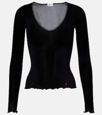 Ribbed-knit silk top | Saint Laurent
