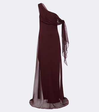Draped silk chiffon one-shoulder gown | The Sei