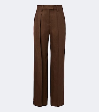 Pantaloni a gamba larga in lino e monile | Brunello Cucinelli