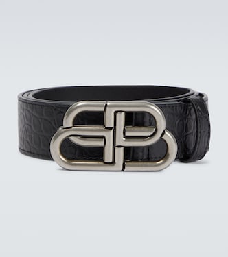BB Large croc-effect leather belt | Balenciaga