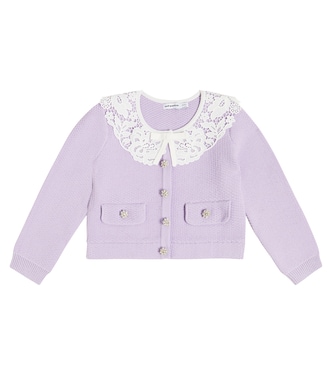Lace-trimmed embellished cardigan | Self-Portrait Kids