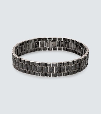 Rail Link 18kt black gold bracelet with diamonds | Shay Jewelry