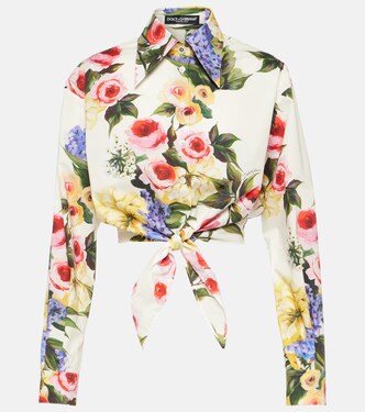 Floral cropped cotton poplin shirt | Dolce&Gabbana