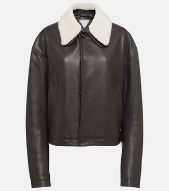 Shearling-trimmed leather jacket | Bottega Veneta