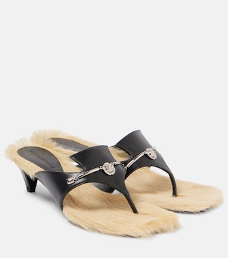 Shearling-trimmed leather sandals | Magda Butrym
