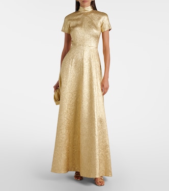 Malinda metallic cloque gown in gold - Emilia Wickstead | Mytheresa