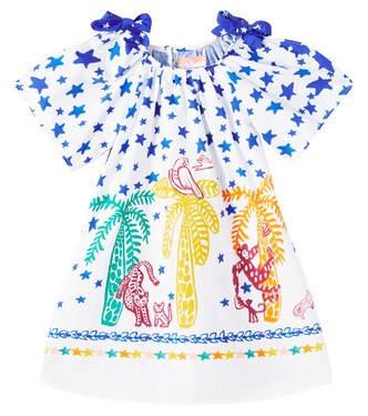 Bow-detail printed cotton dress | Fábula