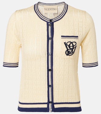 Cable-knit linen-blend cardigan | Valentino