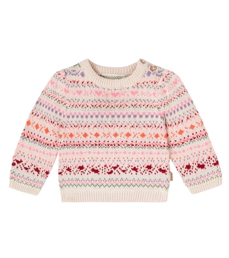 Baby Olga jacquard cotton sweater | Wheat