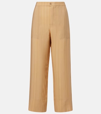 Striped cropped silk straight pants | Saint Laurent