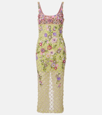 Floral embellished mesh cocktail dress | Là Fuori