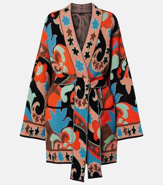 Jacquard wool-blend wrap cardigan | Etro