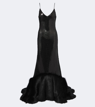 Abito lungo con paillettes | David Koma