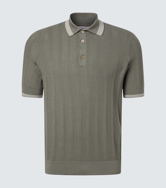 Ribbed-knit cotton polo shirt | Brunello Cucinelli