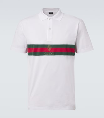 Web Stripe cotton jersey polo shirt | Gucci