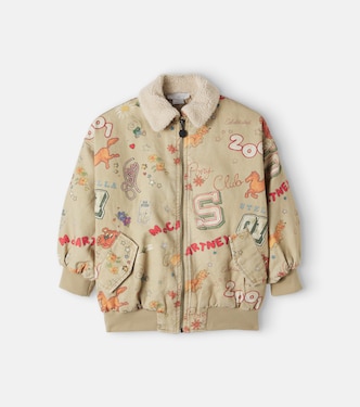 Printed teddy-trimmed cotton canvas jacket | Stella McCartney Kids