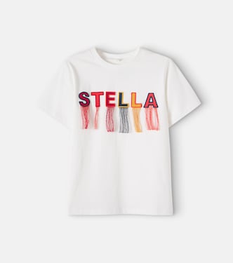 Fringed embroidered cotton jersey T-shirt | Stella McCartney Kids