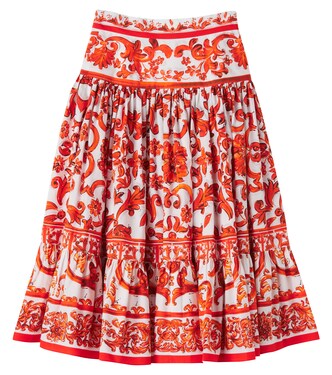 Majolica cotton poplin skirt | Dolce&Gabbana Kids