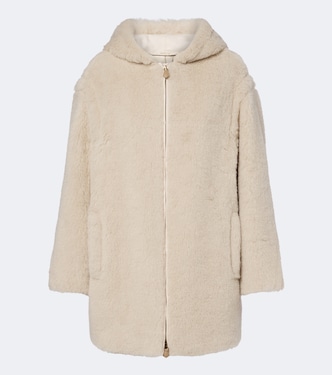 Hooded alpaca, wool, and silk zip-up coat | Max Mara