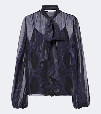 Sally snake-print Lurex® chiffon blouse | Joseph