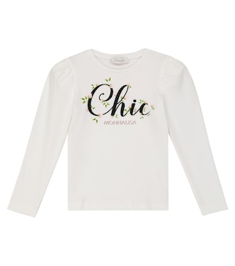 Embellished stretch-cotton top | Monnalisa