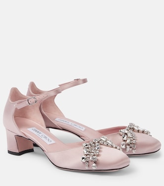 Verity 45 embellished satin pumps | Jimmy Choo