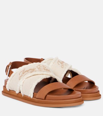Joa embroidered canvas and leather sandals | Jimmy Choo