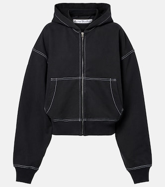 Logo cotton fleece zip-up sweatshirt | Acne Studios