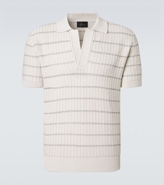 Embroidered cotton and linen polo shirt | Brioni