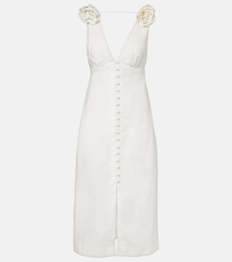 Floral-appliqué linen midi dress | Farm Rio