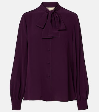 Tie-neck silk crêpe de chine blouse | Valentino