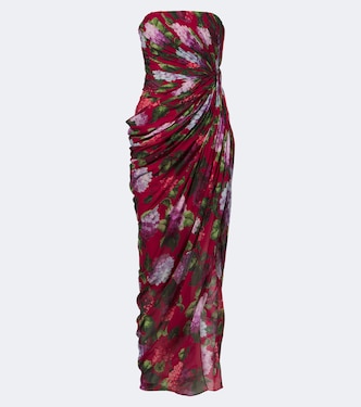 Floral silk chiffon bustier dress | Carolina Herrera