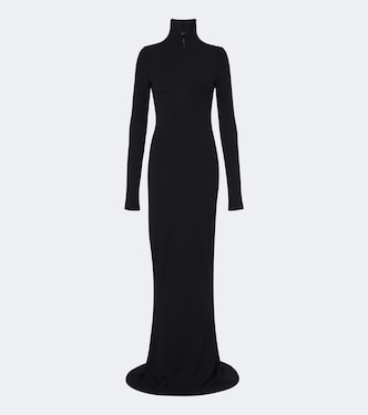 Turtleneck wool-blend jersey maxi dress | Mugler
