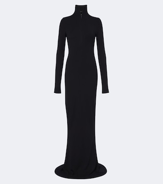 Turtleneck wool-blend jersey maxi dress | Mugler