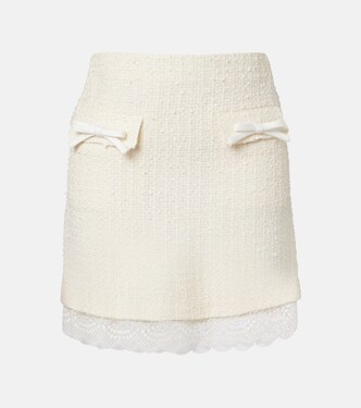 Lace-trimmed bouclé miniskirt | Self-Portrait