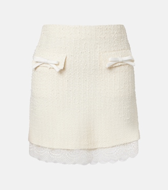 Lace-trimmed bouclé miniskirt | Self-Portrait