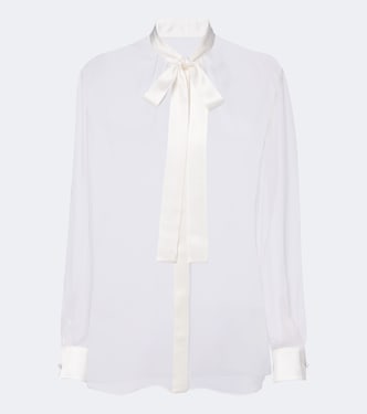 Bow-detail silk chiffon blouse  | Dolce&Gabbana