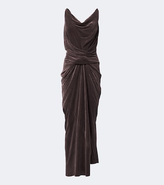 Strutter draped gathered velvet maxi dress | Rick Owens