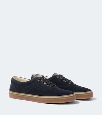 Leather-trimmed suede sneakers | Brunello Cucinelli