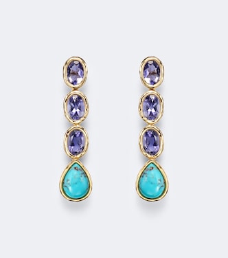 Ohrringe aus 18kt Gelbgold mit Lolithen und Türkisen | Octavia Elizabeth