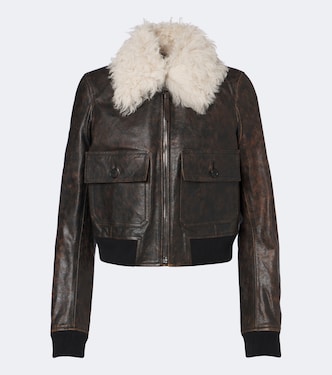 Shearling-trimmed leather jacket | Fendi