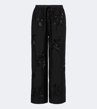 Verzierte Wide-Leg Hose mit Leder | Jacques Wei