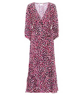 Robe midi en soie à motif léopard | Anna Kosturova