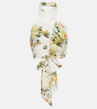Floral linen halterneck top | Erdem