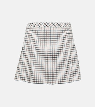 Checked pleated jersey tennis skirt | Tory Sport
