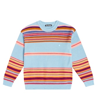 Face Logo striped cotton sweater | Acne Studios Kids