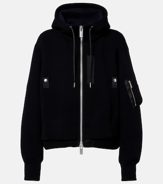 Paneled cotton-blend zip-up hoodie | Sacai