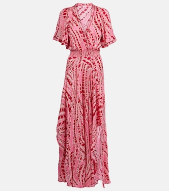 Robe midi Mabelle imprimée en satin | Poupette St Barth