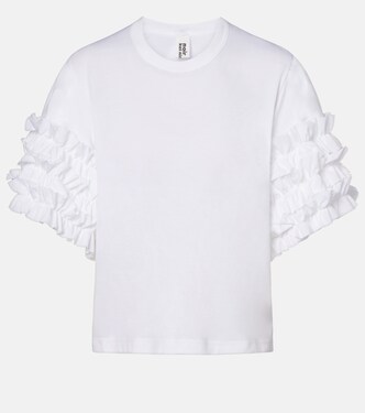 Ruffled cotton T-shirt | Noir Kei Ninomiya