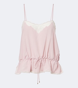 Lace-trimmed silk crêpe de chine camisole | Chloé
